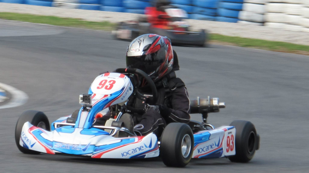 Jimmy goes for a spin in the new CRG (Photo courtesy Clint Smith: Kart Action Media)