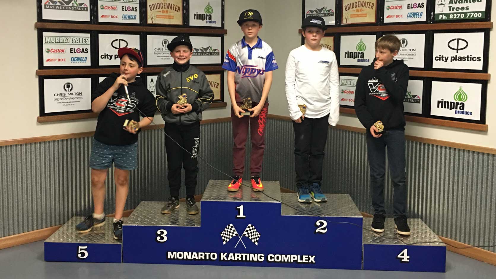 All smiles for Jim on the podium. Very happy with the new kart.